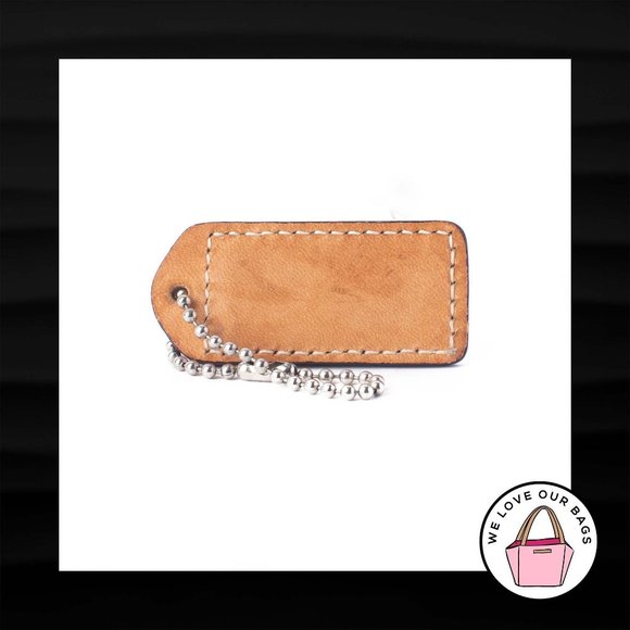 2" Medium COACH PINK TAN LEATHER KEY FOB BAG CHARM KEYCHAIN HANGTAG TAG - Picture 2 of 2